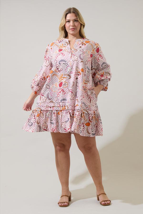 Sugarlips Hendry Floral Velma Ruffle Shift Dress Curve