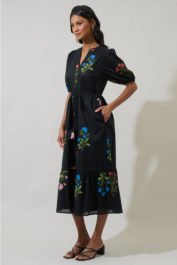 Sugarlips Hester Floral Beth Button Down Midi Dress