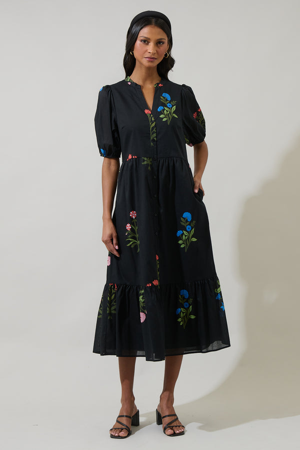 Sugarlips Hester Floral Beth Button Down Midi Dress