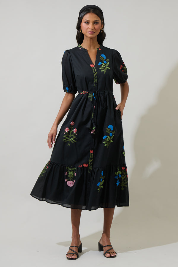 sugarlips Hester Floral Beth Button Down Midi Dress
