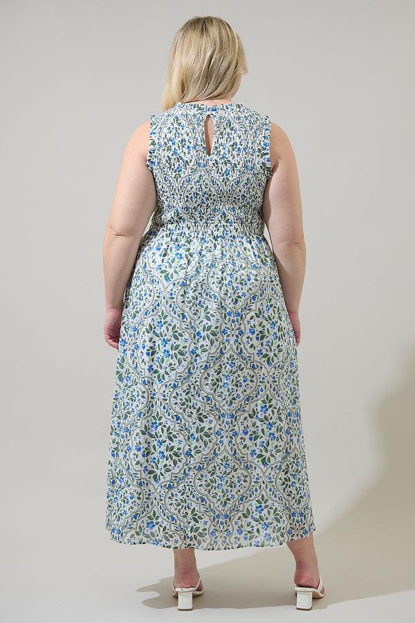 Sugarlips Hilo Floral Cecil Smocked Midi Dress Curve