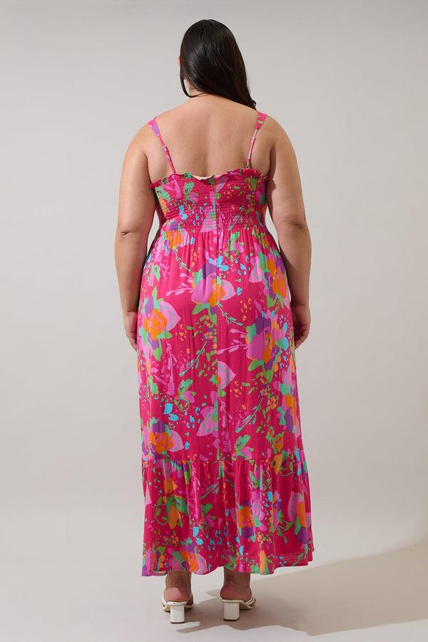Sugarlips Himera Floral Kells Smocked Maxi Dress Curve