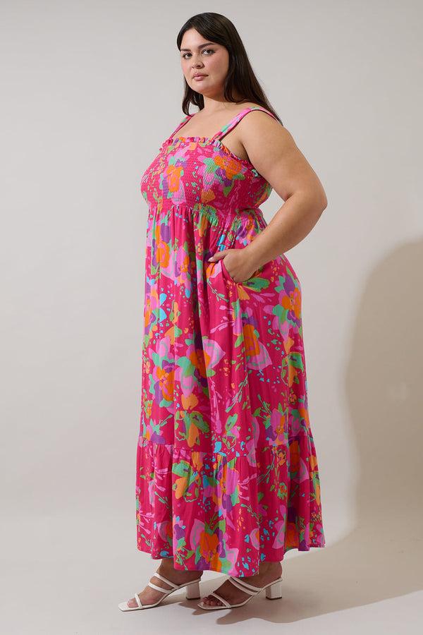 Sugarlips Himera Floral Kells Smocked Maxi Dress Curve