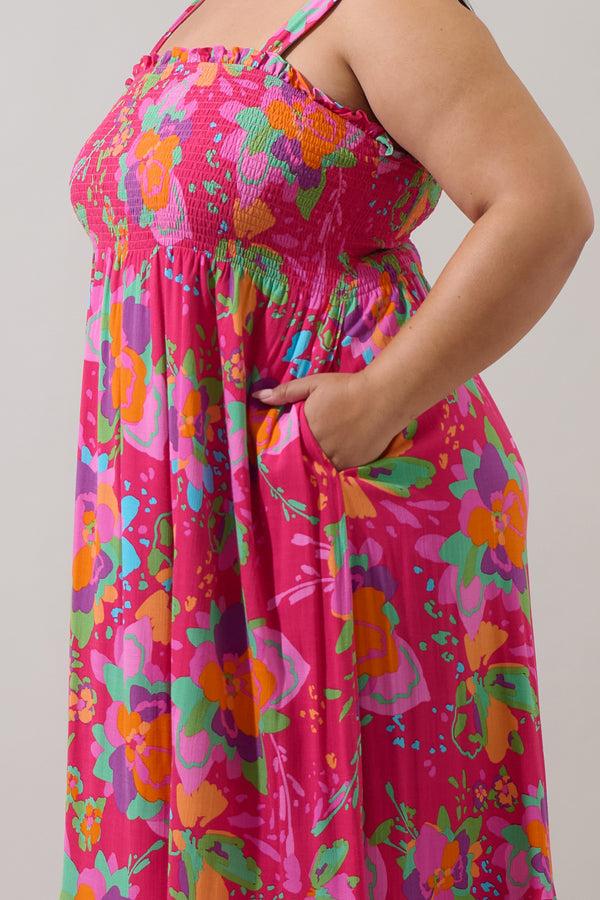 Sugarlips Himera Floral Kells Smocked Maxi Dress Curve