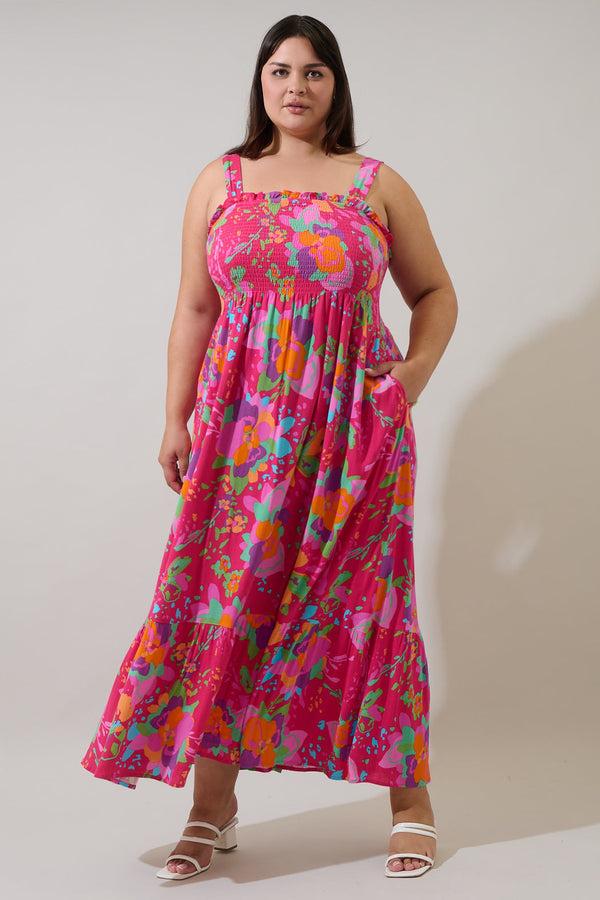 sugarlips Himera Floral Kells Smocked Maxi Dress Curve