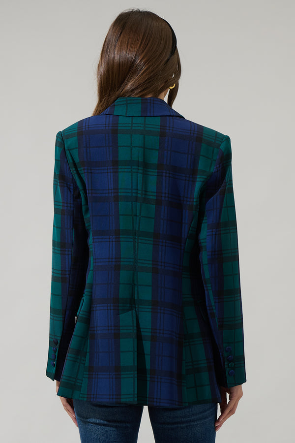 Sugarlips Hudson Plaid Suave Fitted Notch Lapel Blazer