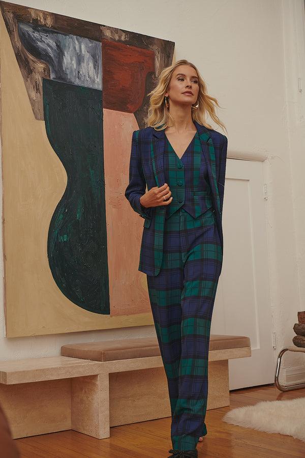 sugarlips Hudson Plaid Suave Fitted Notch Lapel Blazer