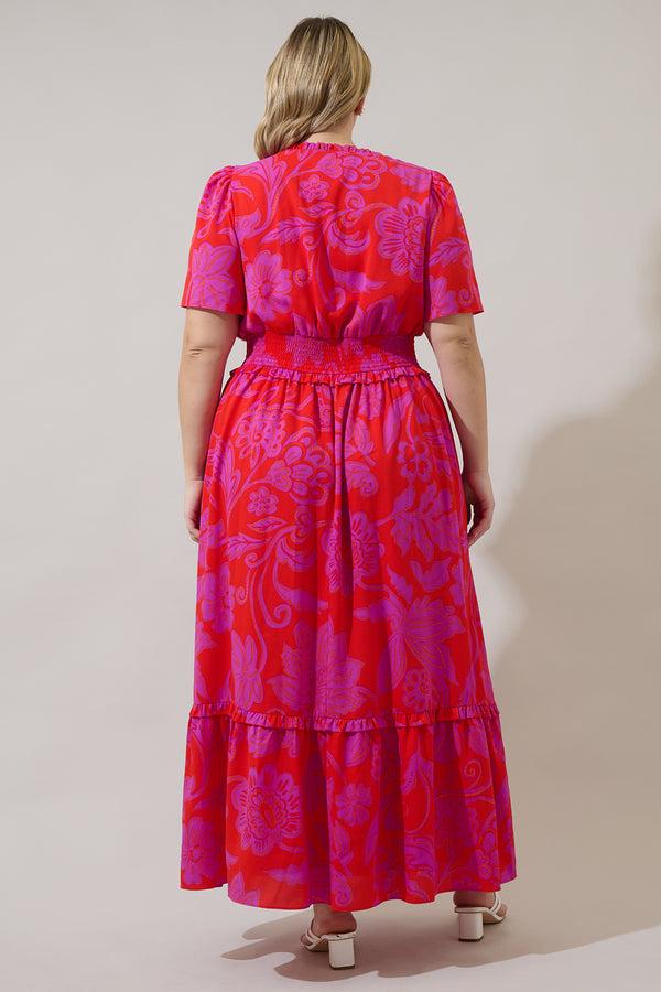 Sugarlips Imara Floral Valencia Split Neck Maxi Dress Curve