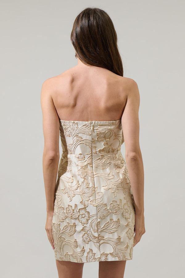 Sugarlips Imelda Jewel Jacquard Bow Strapless Mini Dress