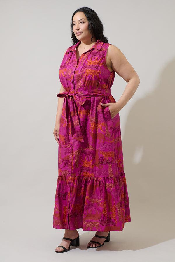 Sugarlips In The Jungle Cileah Collared Maxi Dress Curve