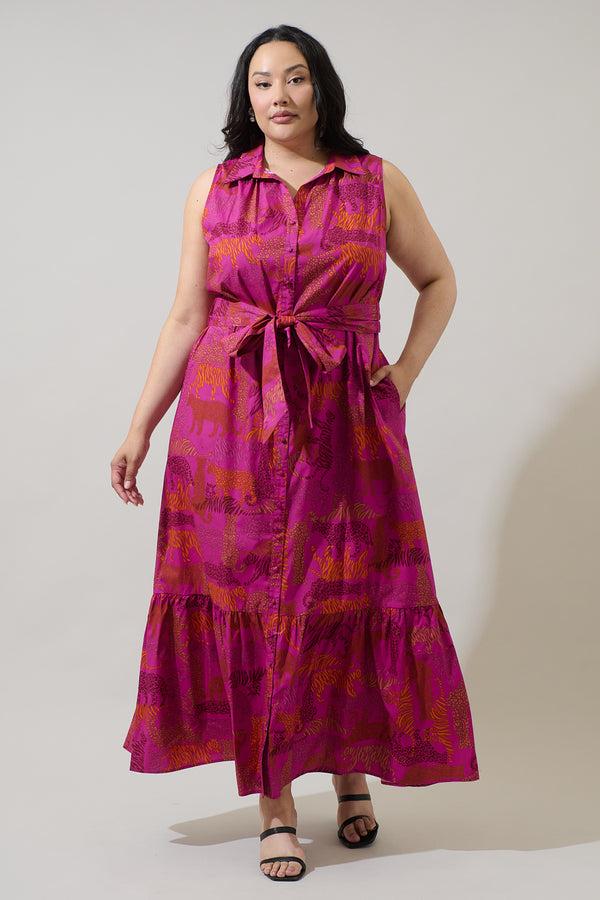 sugarlips In the Jungle Cileah Collared Maxi Dress Curve