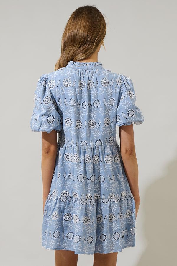 Sugarlips Indy Floral Jacey Babydoll Eyelet Mini Dress