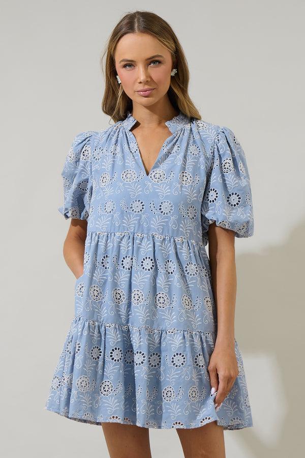 sugarlips Indy Floral Jacey Babydoll Eyelet Mini Dress