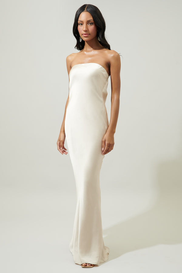 Sugarlips Infinite Strapless Open Back Satin Convertible Maxi Dress