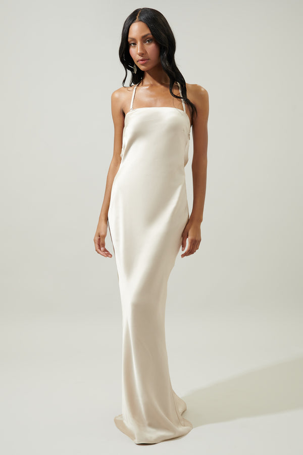 Sugarlips Infinite Strapless Open Back Satin Convertible Maxi Dress