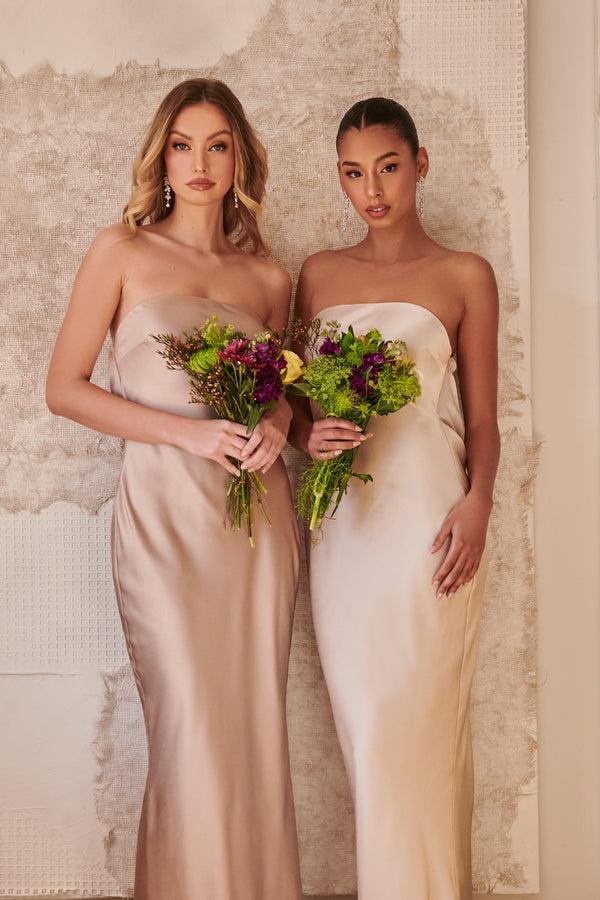 sugarlips Infinite Strapless Open Back Satin Convertible Maxi Dress
