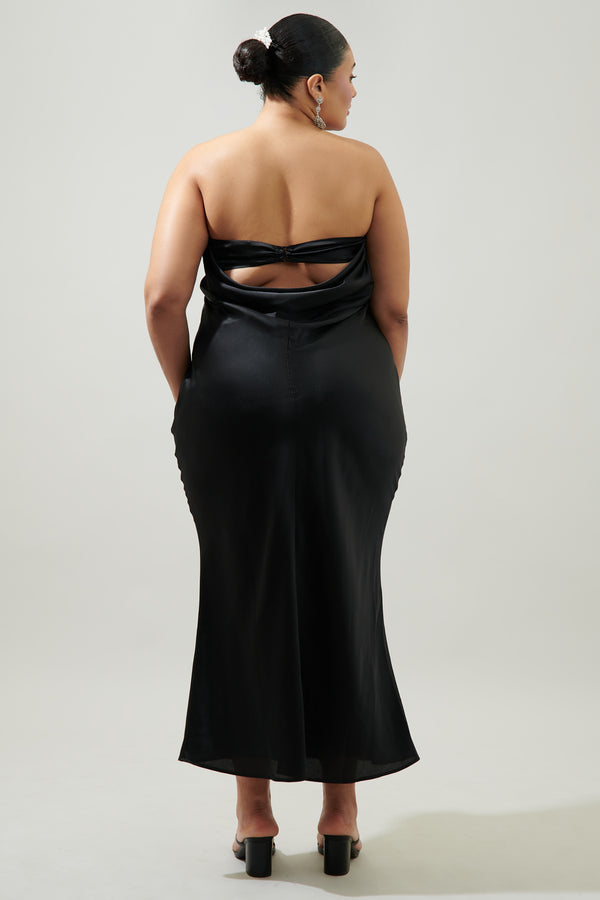 sugarlips Infinite Strapless Open Back Satin Convertible Maxi Dress Curve