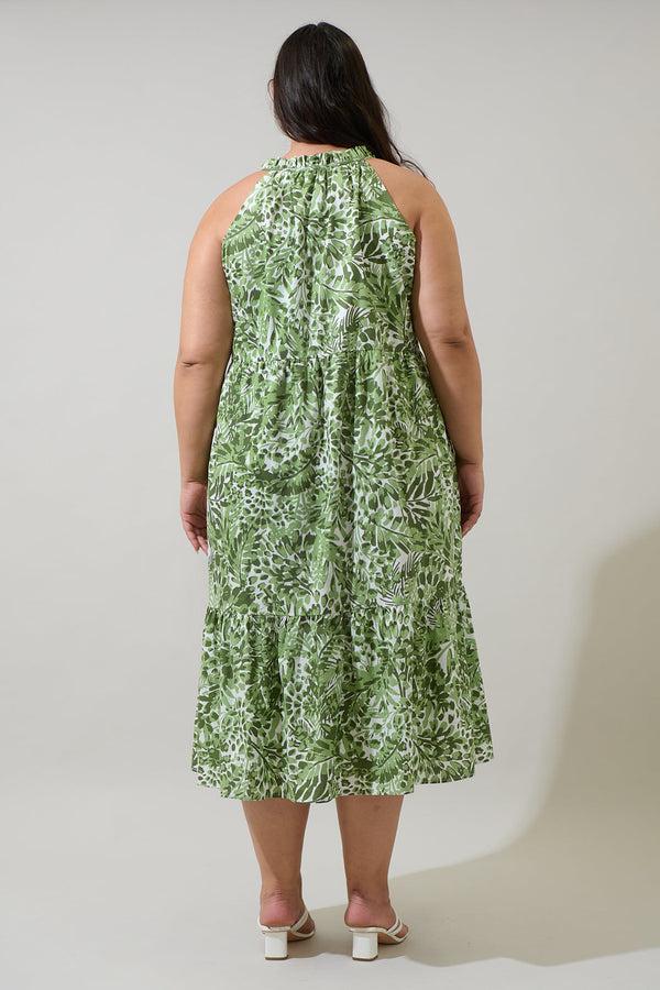 Sugarlips Irenan Leaf Zelie Sleeveless Midi Dress Curve