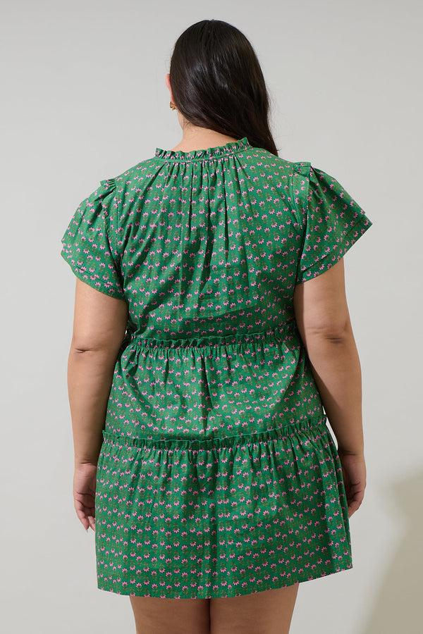 Sugarlips Isha Floral Empire Tiered Mini Dress Curve