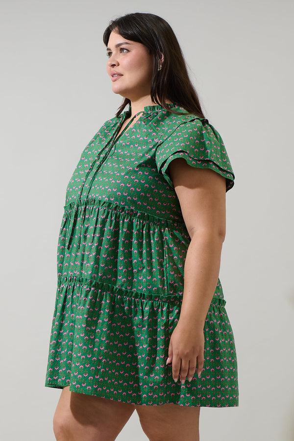 Sugarlips Isha Floral Empire Tiered Mini Dress Curve