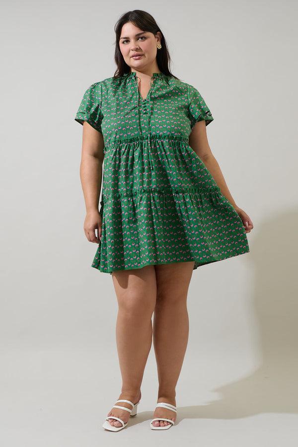 Sugarlips Isha Floral Empire Tiered Mini Dress Curve