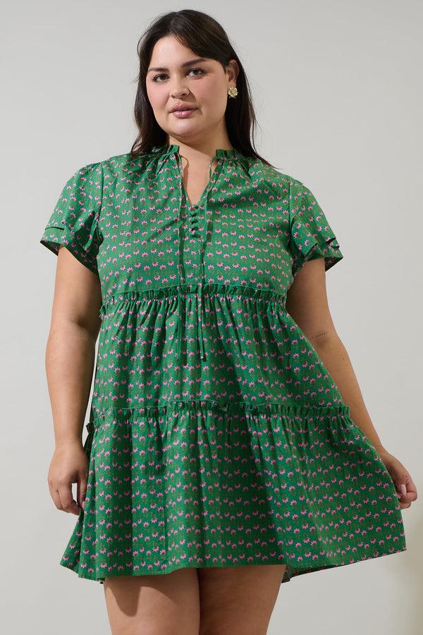 sugarlips Isha Floral Empire Tiered Mini Dress Curve