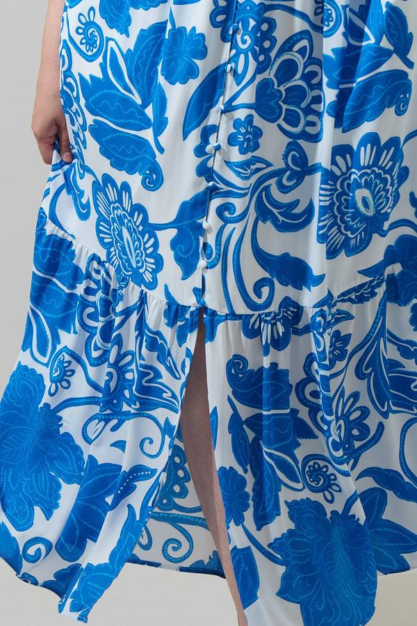 Sugarlips Iva Floral Pismo Button Down Flutter Maxi Dress Curve