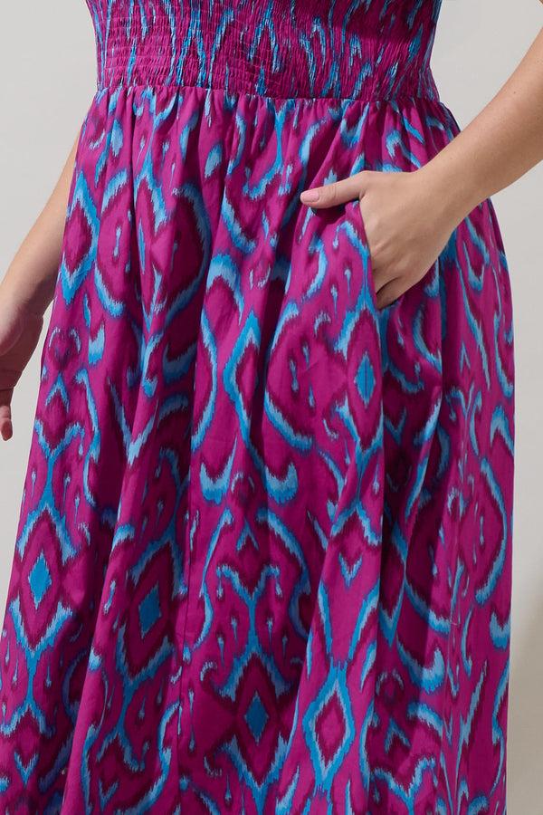 Sugarlips Ivani Abstract Brenty Smocked Midi Dress Curve