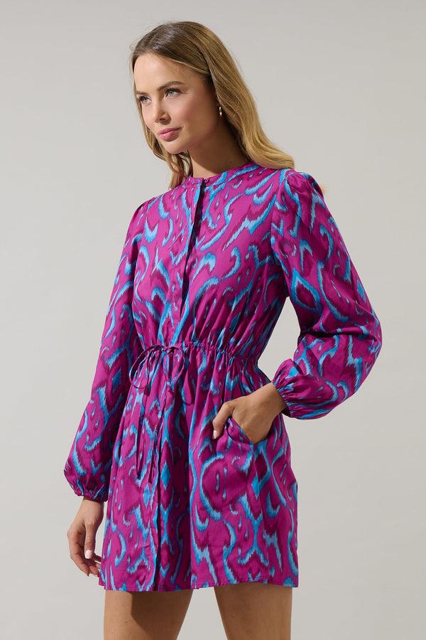 Sugarlips Ivani Abstract Luzma Drawstring Mini Dress