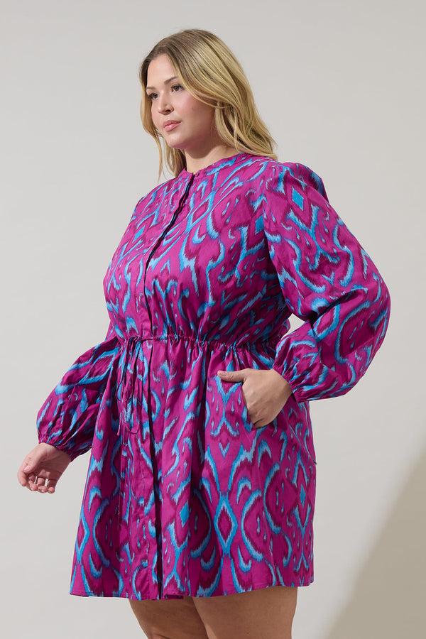 Sugarlips Ivani Abstract Luzma Drawstring Mini Dress Curve