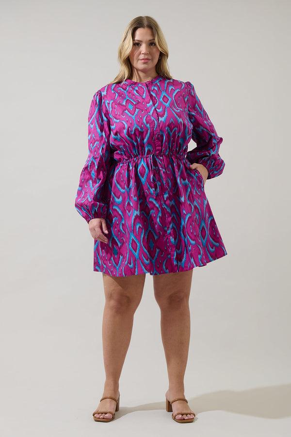 Sugarlips Ivani Abstract Luzma Drawstring Mini Dress Curve