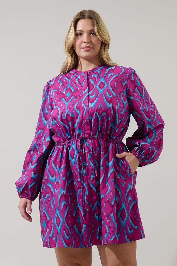 sugarlips Ivani Abstract Luzma Drawstring Mini Dress Curve