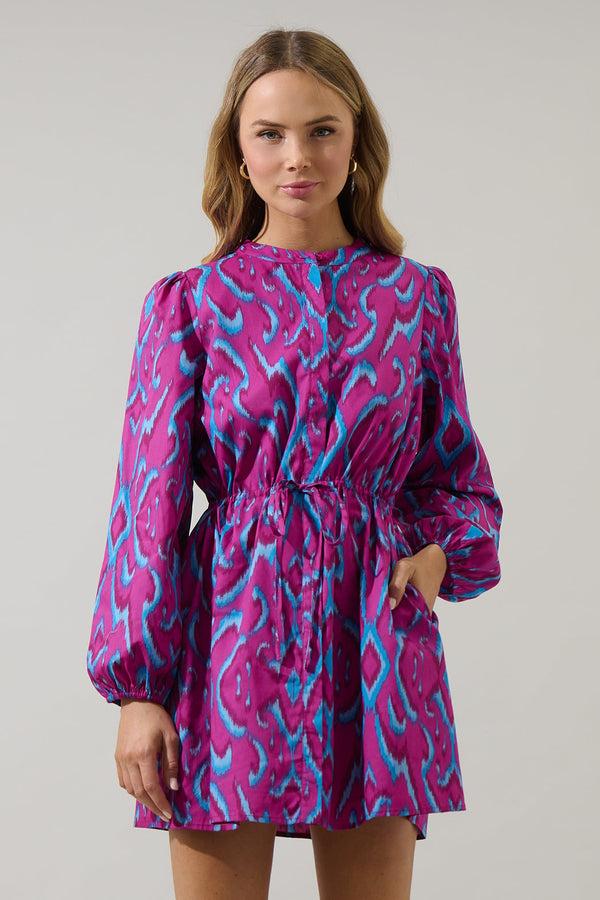 sugarlips Ivani Abstract Luzma Drawstring Mini Dress