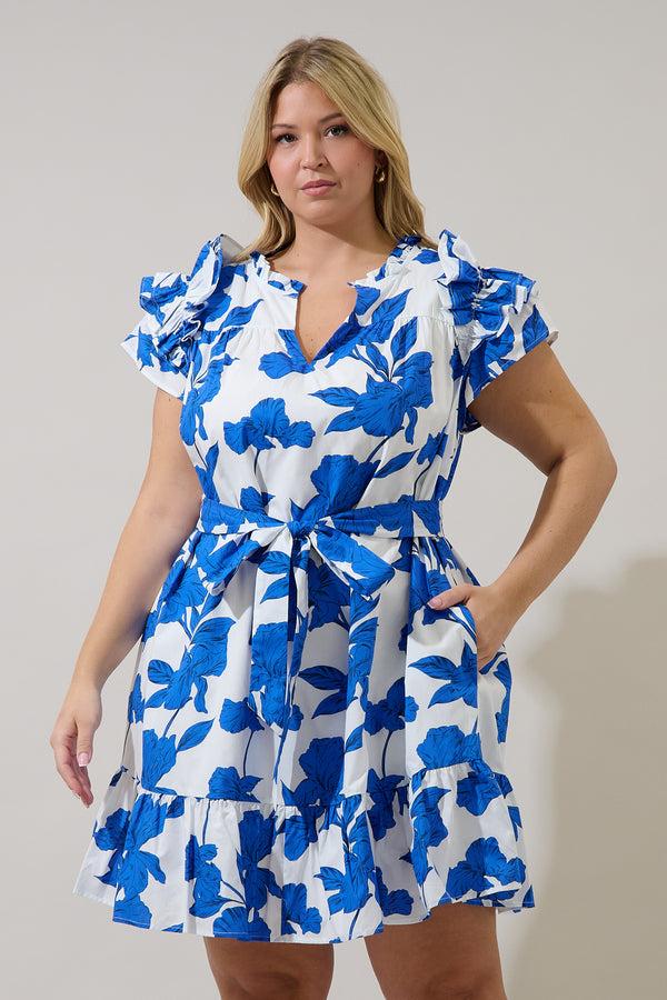 sugarlips Ivona Ruffle Mini Dress Gemmi Floral Curve