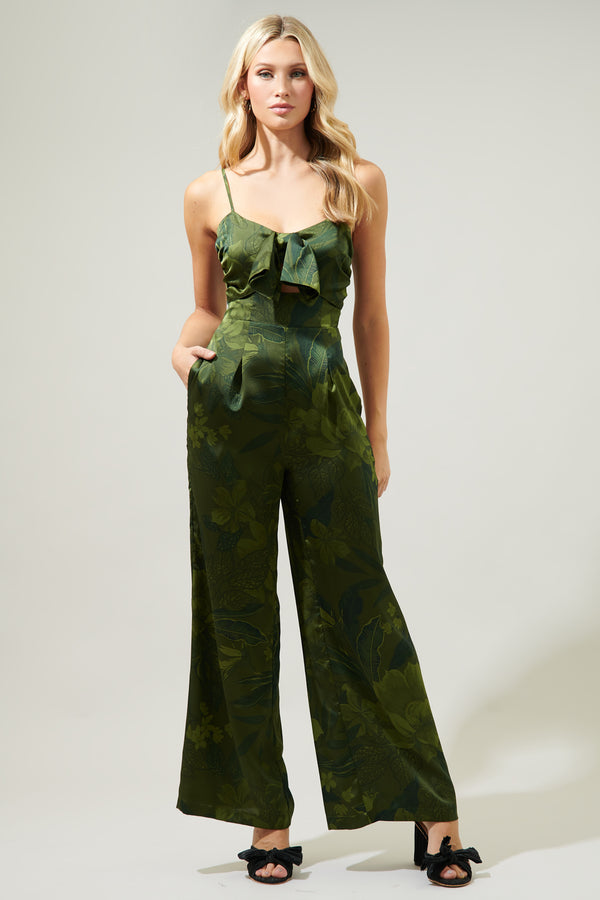 sugarlips Ivy Tropics Raleigh Cut Out Straight Leg Jumpsuit