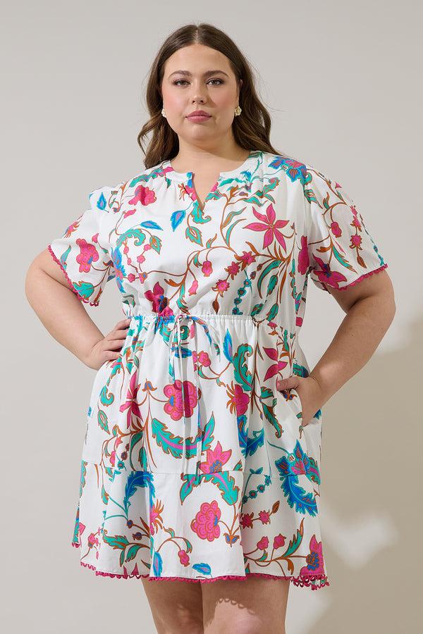 sugarlips Izzie Floral Bouse Shift Mini Dress Curve