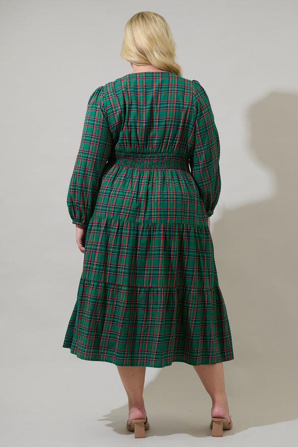 Sugarlips Jace Plaid Shely Button Down Midi Dress Curve