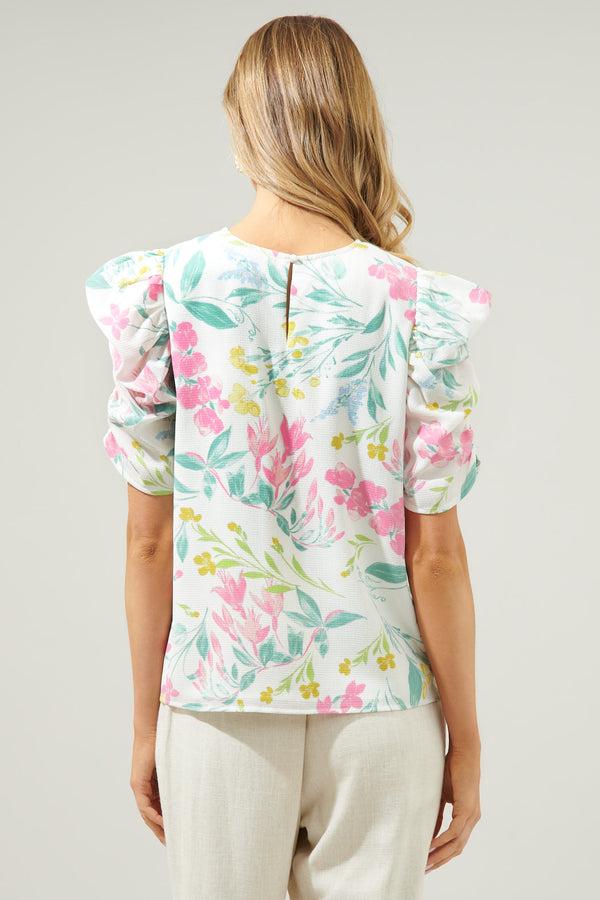 Sugarlips Jacinda Floral Beverly Drape Sleeve Blouse