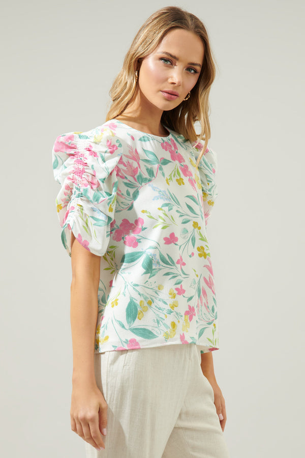 Sugarlips Jacinda Floral Beverly Drape Sleeve Blouse
