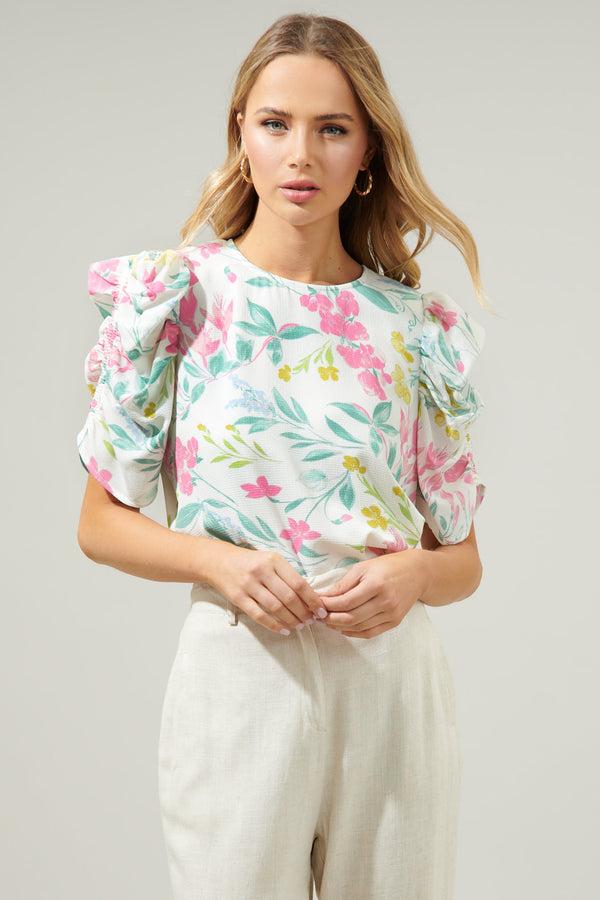 sugarlips Jacinda Floral Beverly Drape Sleeve Blouse
