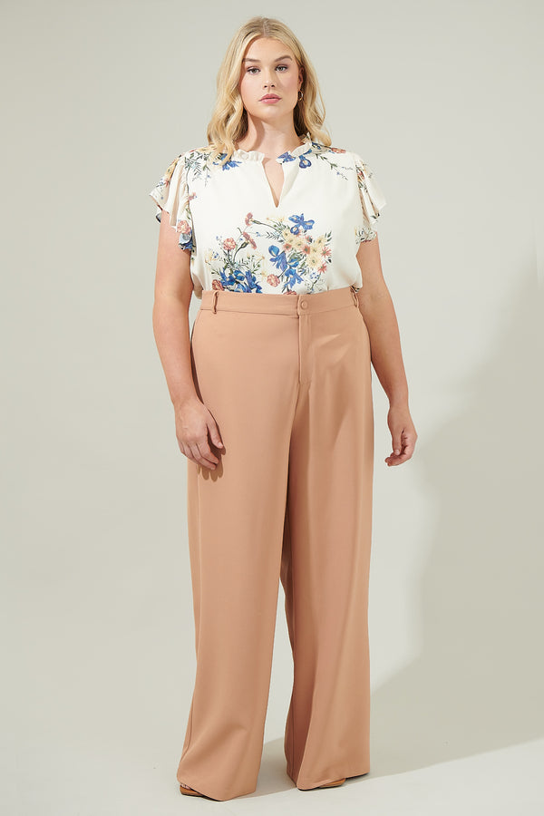Sugarlips Jacinta Floral Flutter Sleeve Blouse Curve