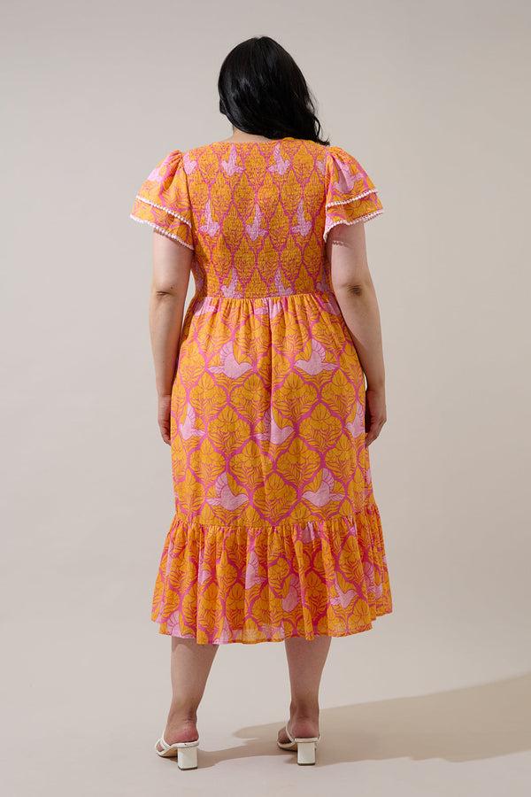 Sugarlips Jaidy Floral Patte Tiered Midi Dress Curve