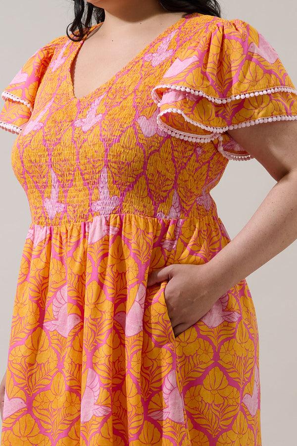 Sugarlips Jaidy Floral Patte Tiered Midi Dress Curve