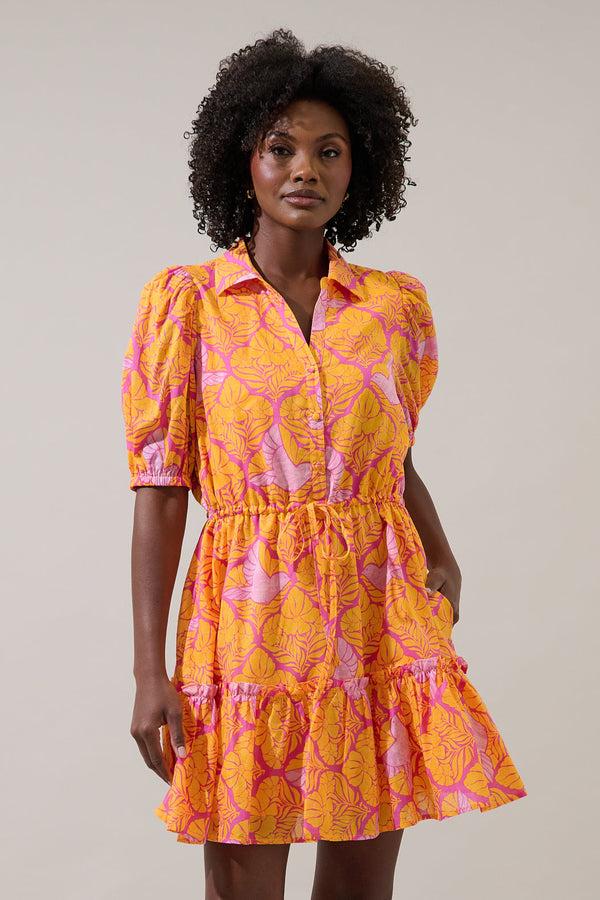 Sugarlips Jaidy Floral Stacie Button Down Mini Dress