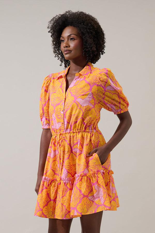 Sugarlips Jaidy Floral Stacie Button Down Mini Dress