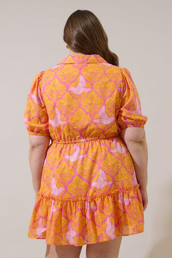 Sugarlips Jaidy Floral Stacie Button Down Mini Dress Curve