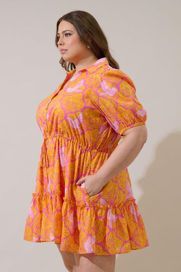 Sugarlips Jaidy Floral Stacie Button Down Mini Dress Curve
