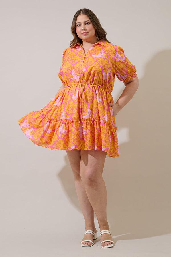 Sugarlips Jaidy Floral Stacie Button Down Mini Dress Curve