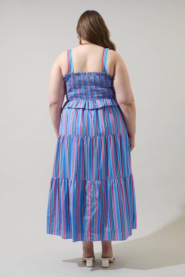 Sugarlips Jaimie Stripes Lindsy Smocked Maxi Dress Curve