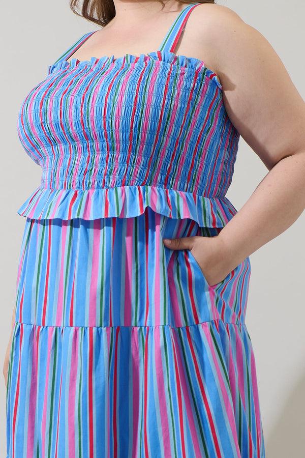 Sugarlips Jaimie Stripes Lindsy Smocked Maxi Dress Curve